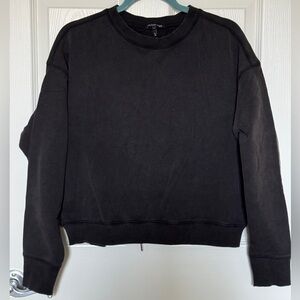 Marissa Webb Denim French Terry Vintage Washed Lace Up Sweatshirt